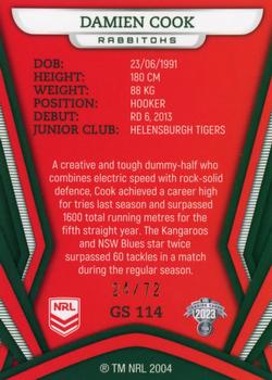 2023 NRL Traders Titanium - Gold Pearl Special #GS114 Damien Cook Back